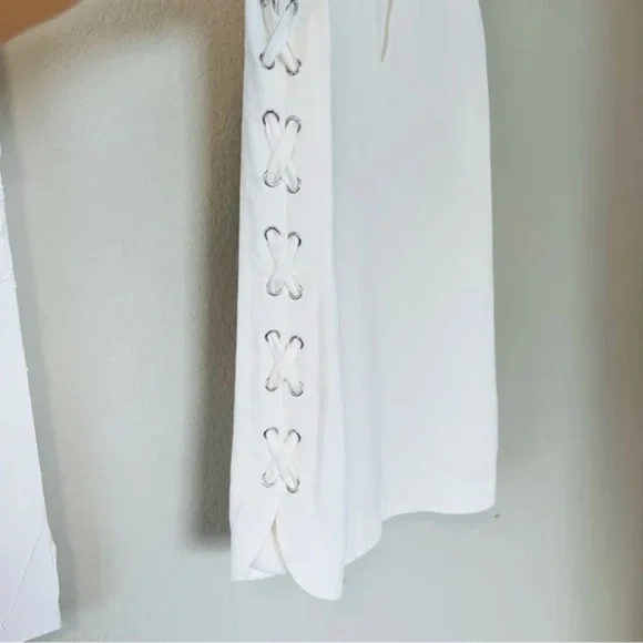 Parker Riviera Lace-Up Sides White Dress Keyhole Neck - Picture 5 of 15